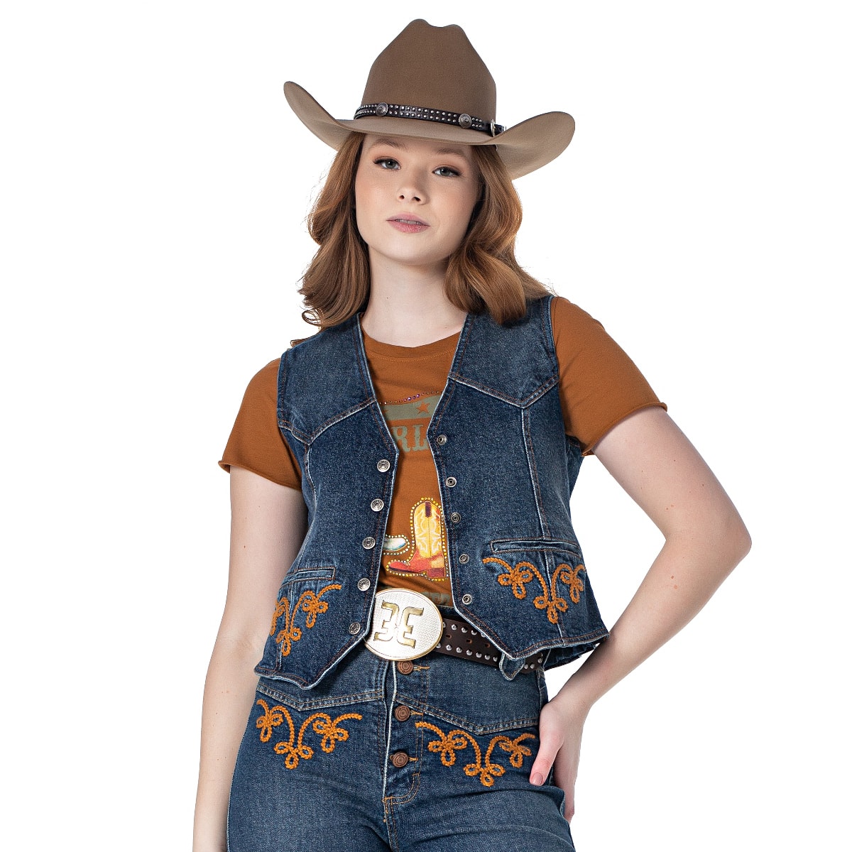 【little suzie】Chambray Cache-coeur Gilet Colete Zenz Western Cecile ZW0224023 | Cris & Cia