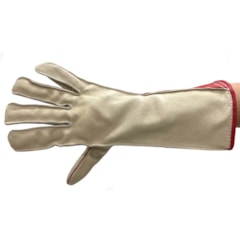 Luva Couro Profissional Branco/ Vermelho Mão Direita p/ Montaria em Touro - Paul Western LLD23
