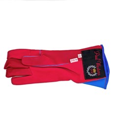 Luva Couro Vermelho/Azul Profissional Mão Direita p/ Montaria em Touro - Paul Western LLD23