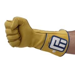 Luva Never Giv Up p/ Montaria em Touro Amarelo/Azul/B Mão Direita