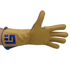 Luva Never Giv Up p/ Montaria em Touro Amarelo/Azul Mão Esquerda