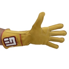 Luva Never Giv Up p/ Montaria em Touro Amarelo/Vermelho/B Mão Esquerda