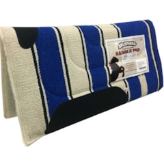 Manta Mustang Importada Azul/Preto/Branco com Pelúcia 9955