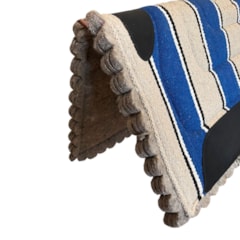 Manta Mustang Importada com Feltro Estampa Navajo 1702-MU Cru/Preto/Branco/Azul