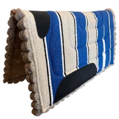 Manta Mustang Importada com Feltro Estampa Navajo 1702-MU Cru/Preto/Branco/Azul