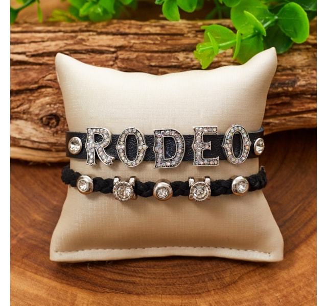 Mix Pulseiras Turkese Store Rodeo Preto/Prata/Strass PL338