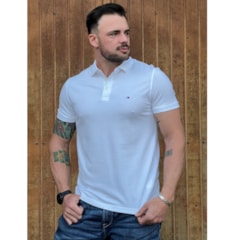 Polo Tommy Hilfiger Branco 3 botões