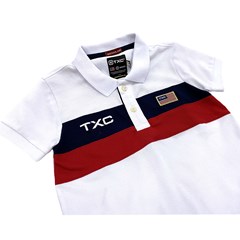 Polo TXC Infantil 6645I Branco/Vermelho/Bordado