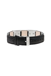 Pulseira Sabona Black Leather Stainless Nailshead Magnetic 265