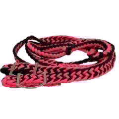 Rédea Weaver de Nylon Trançado Preto/Rosa 35-2051-B3