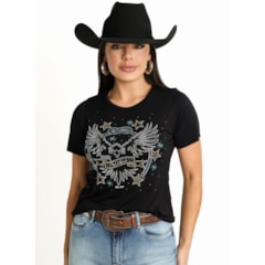 T-Shirt Bill Way Rodeio Preto/Strass 803050