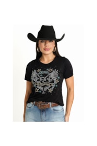 T-Shirt Bill Way Rodeio Preto/Strass 803050