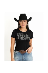 T-Shirt Bill Way Rodeo Cowboy Preto/Strass 803073