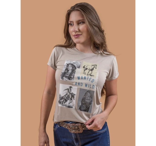 T-Shirt Miss Country Wanted And Wild Bege 3243