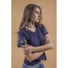 T-Shirt Miss Coutry Flowers Azul Marinho 3218