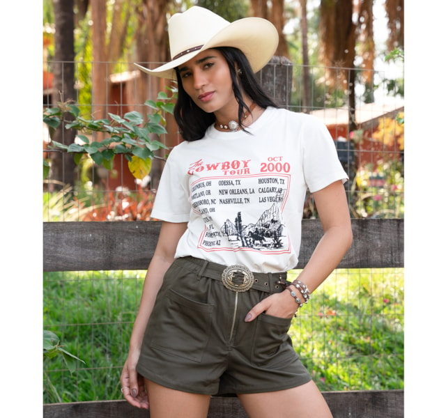 T-Shirt Turkese Store Cowboy Tour Off White TS208