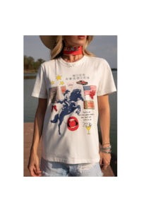 T-Shirt Turkese Store Miss América Off White TS207