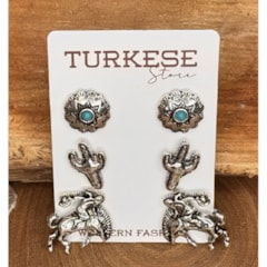 Trio de Brincos Turkese Store Arizona BR437
