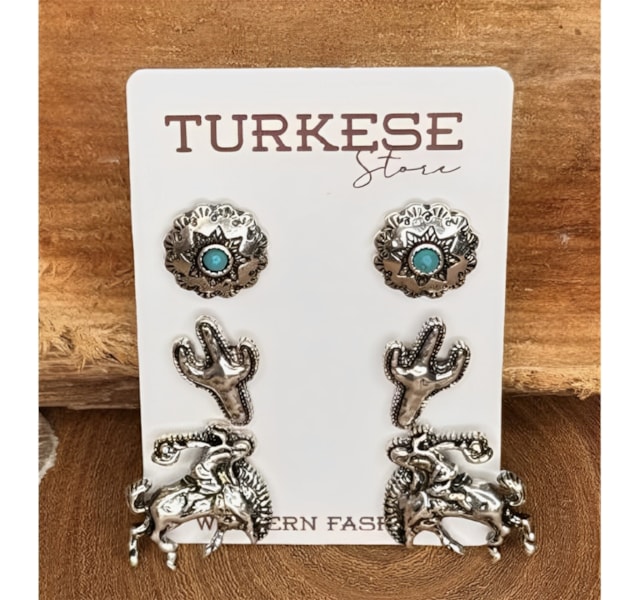 Trio de Brincos Turkese Store Arizona BR437
