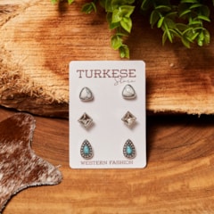 Trio de Brincos Turkese Store Megan BR416