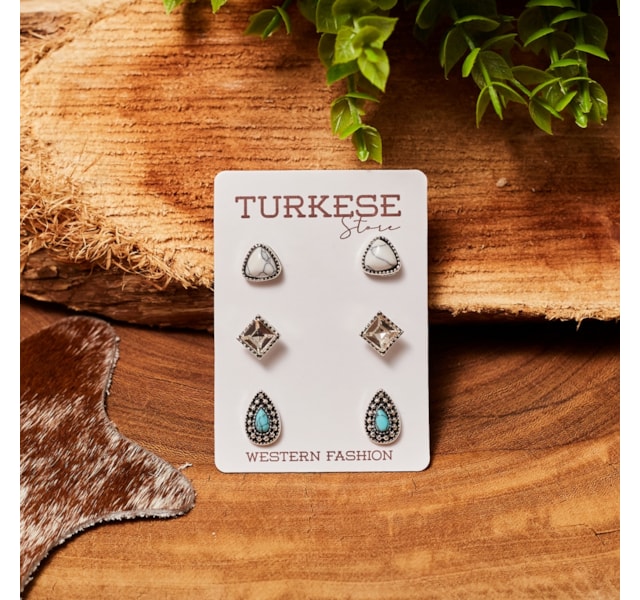 Trio de Brincos Turkese Store Megan BR416